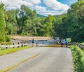 People Viewing the Raging Roanoke River Royalty Free Stock Photo